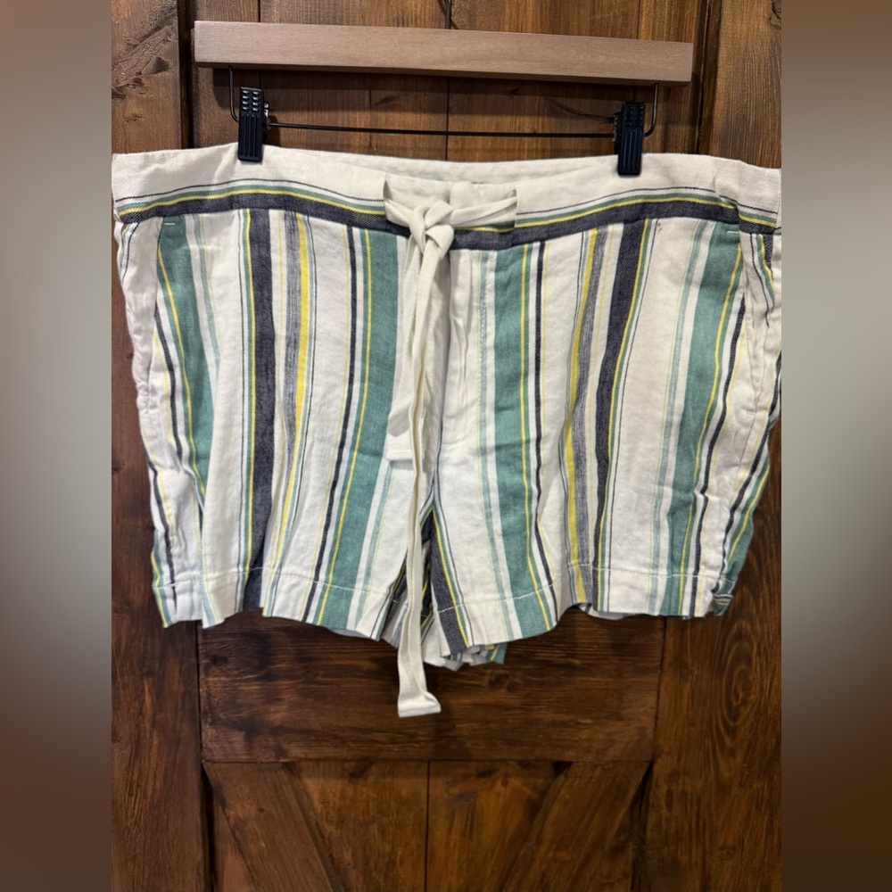 Striped Green and Yellow Women's Shorts